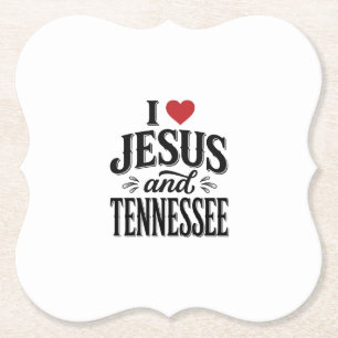 Posavasos De Papel Amo a Jesús y Tennessee Diseño Cristiano Vintage