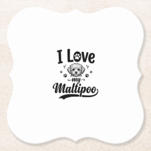 Posavasos De Papel Amo a mi Maltipoo grabado vintage diseño de perro_