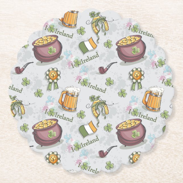 Posavasos De Papel Amo Irlanda Día de San Patricio  (Anverso)