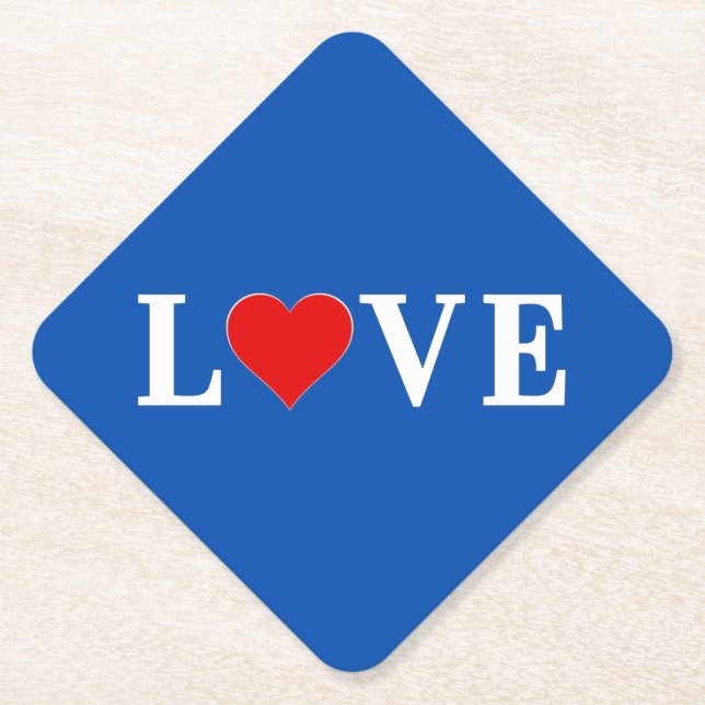 Posavasos De Papel Amor azul marino Retro Elegante (Anverso)