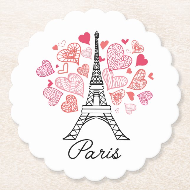 Posavasos De Papel Amor de París, Francia (Anverso)