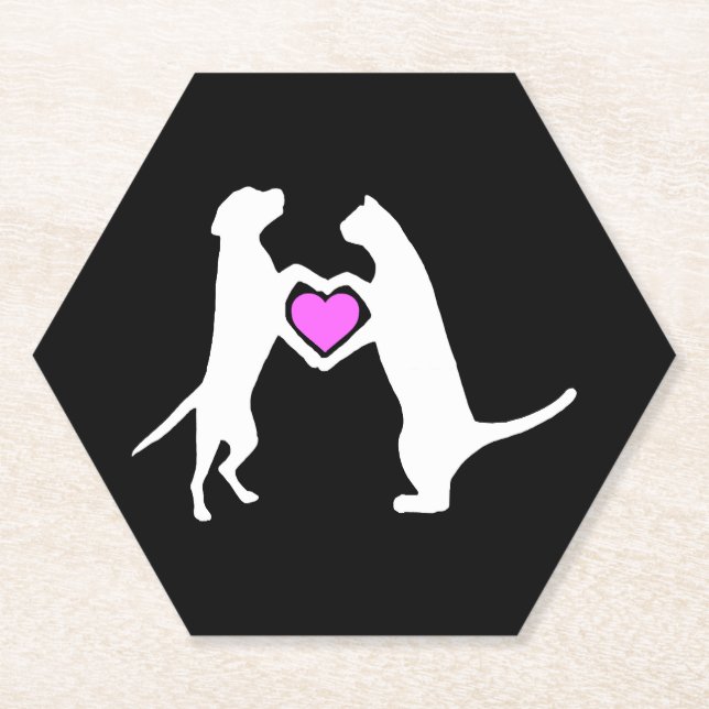 Posavasos De Papel Amor de Perro Gato (Anverso)