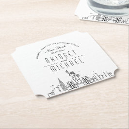 Posavasos De Papel Amor en Nueva York | Bienvenida de City Skyline