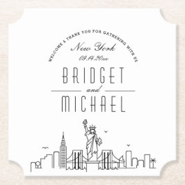 Posavasos De Papel Amor en Nueva York | Bienvenida de City Skyline