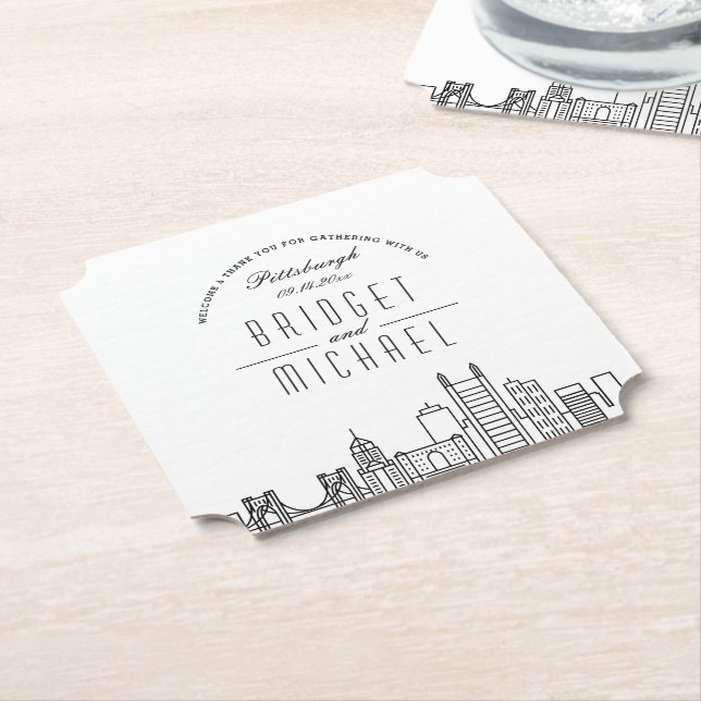 Posavasos De Papel Amor en Pittsburgh | Bienvenida del Skyline de la  (En perspectiva)