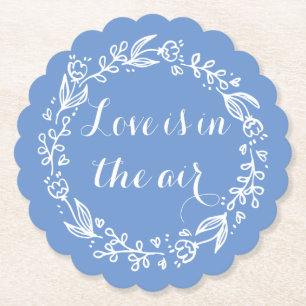 Posavasos De Papel Amor Floral Corona de Flores de Aciano Azul Boda