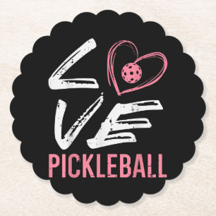 Posavasos De Papel Amor Pickleball Corazón Pickle Ball Mujeres Niñas