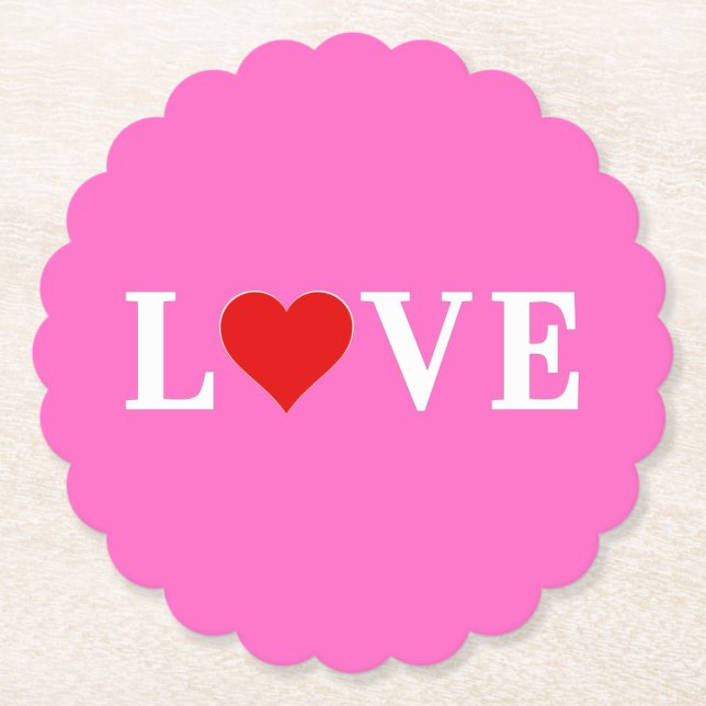 Posavasos De Papel Amor rosa Romántico Elegante (Anverso)