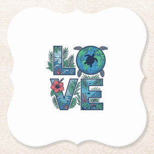 Posavasos De Papel Amor Tortuga Marina Tierra Tropical