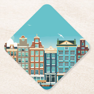 Posavasos De Papel Amsterdam Holanda -tema Arquitectura holandesa 