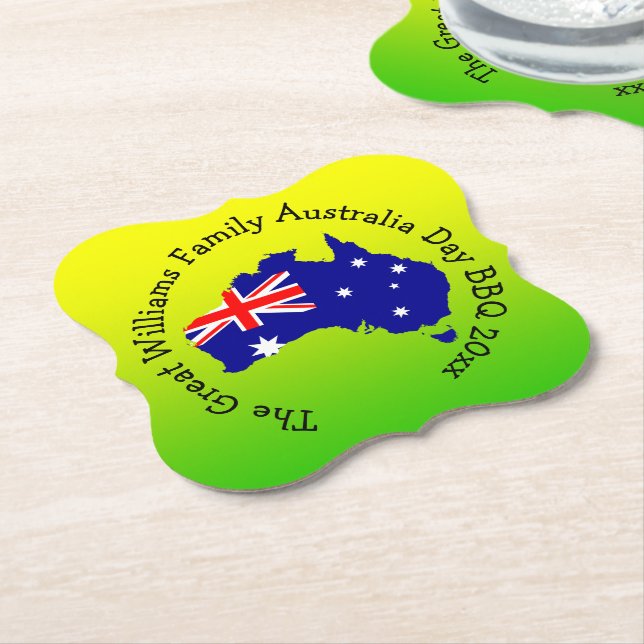 Posavasos De Papel Añadir nombre año año Australia día barbacoa (En perspectiva)
