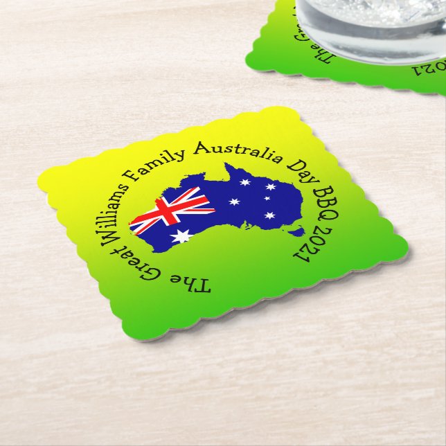 Posavasos De Papel Añadir nombre año año Australia día barbacoa (En perspectiva)