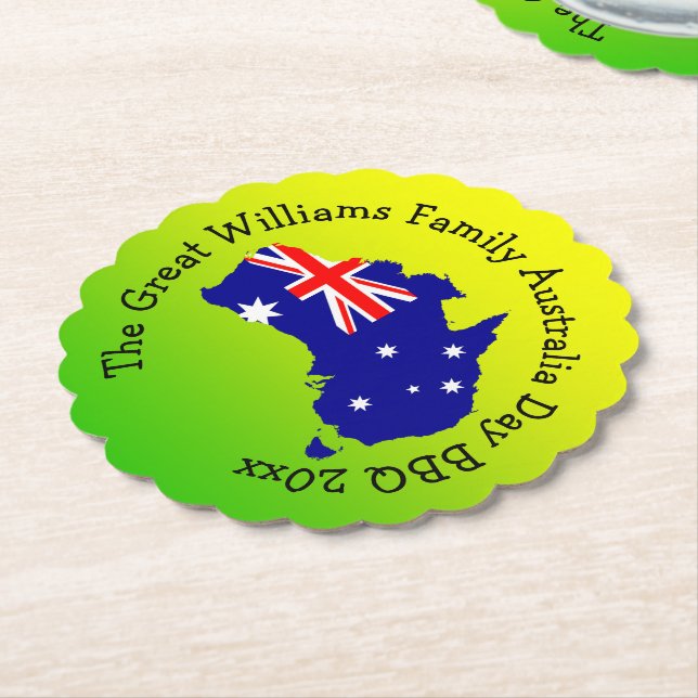 Posavasos De Papel Añadir nombre año año Australia día barbacoa (En perspectiva)