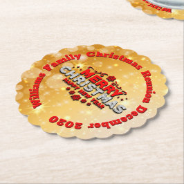 Posavasos De Papel Añadir nombre año coincidente Feliz Navidad