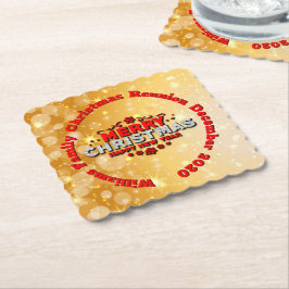 Posavasos De Papel Añadir nombre año coincidente Feliz Navidad