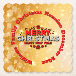 Posavasos De Papel Añadir nombre año coincidente Feliz Navidad