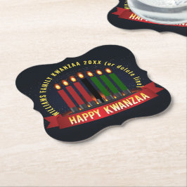 Posavasos De Papel Añadir nombre año velas de Kwanzaa