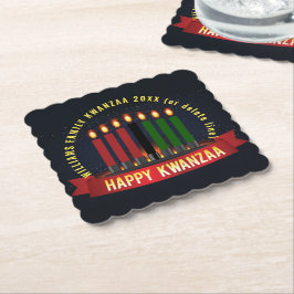 Posavasos De Papel Añadir nombre año velas de Kwanzaa
