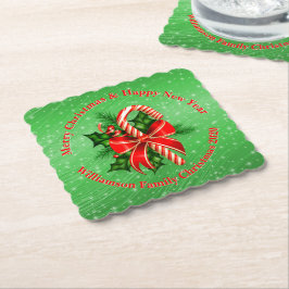 Posavasos De Papel Añadir nombre cambiar texto Navidades rojos verdes