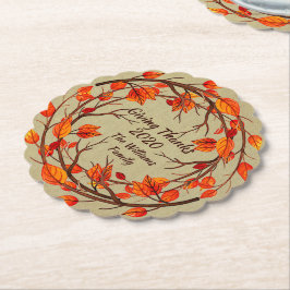 Posavasos De Papel Añadir nombre coincidente Acción de Gracias Autumn