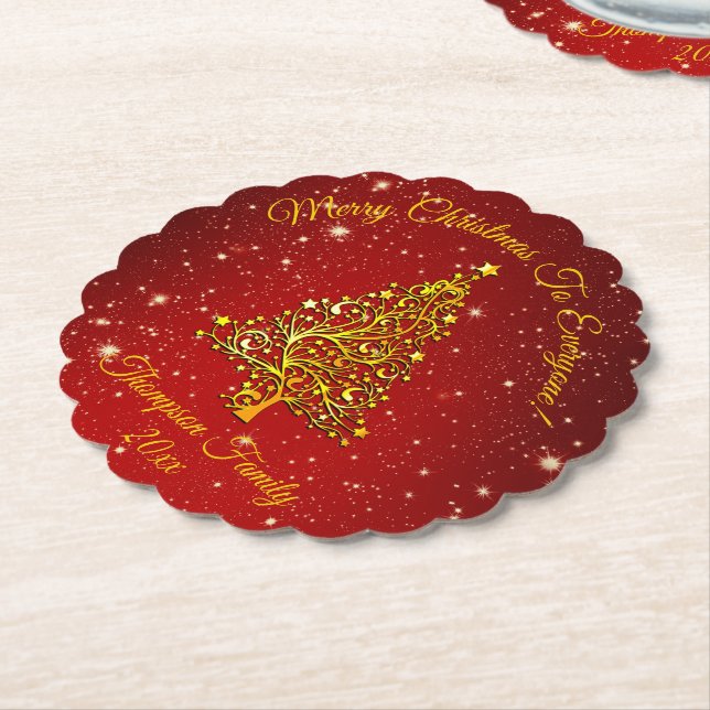 Posavasos De Papel Añadir un nombre coincidente Set Navidades Red Gol (En perspectiva)