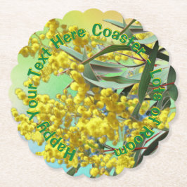 Posavasos De Papel Añadir Wattle & Gum Leaves Aussie Scalloped