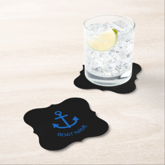 Posavasos De Papel Anchor Blue Personalizado Tu Nombre De Barco Negro