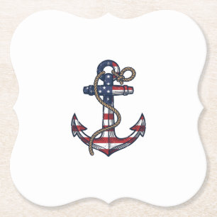 Posavasos De Papel Ancla Patriótica Diseño Vector Vintage_1