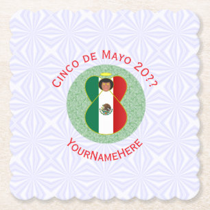 Posavasos De Papel Ángel Personalizado de Cinco de Mayo Mexicano 