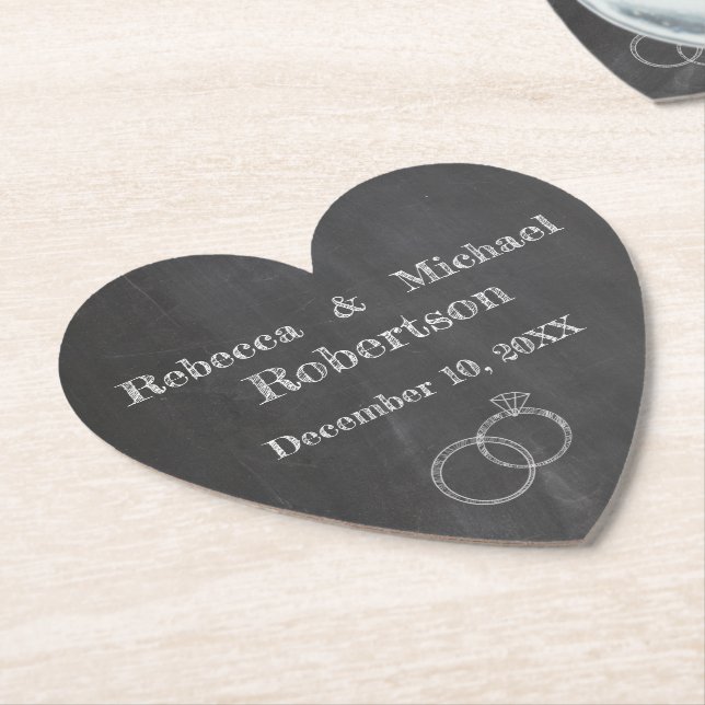 Posavasos De Papel Anillos de bodas de la pizarra personalizados (En perspectiva)