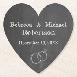 Posavasos De Papel Anillos de bodas de la pizarra personalizados