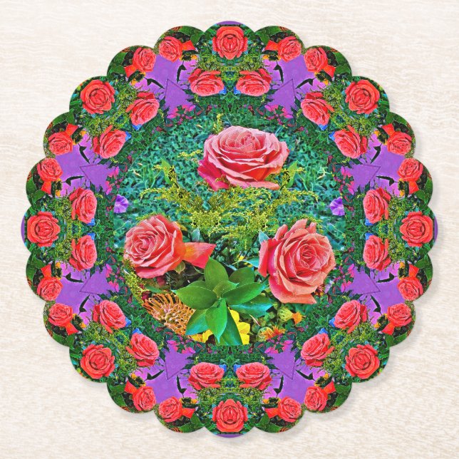 Posavasos De Papel Anillos rosas (Anverso)