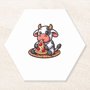 Posavasos De Papel Animales de vaca comiendo pizza marigherita comida