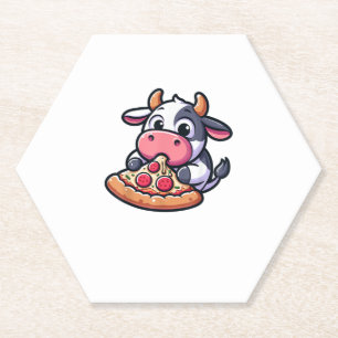 Posavasos De Papel Animales de vaca comiendo pizza marigherita comida