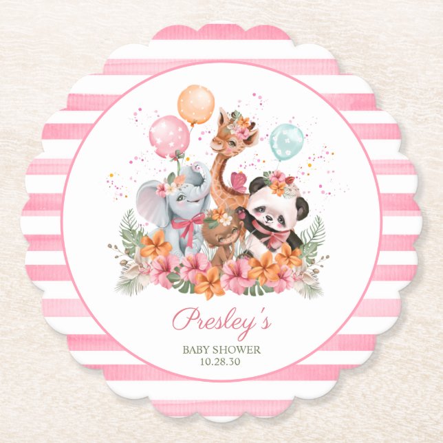 Posavasos De Papel Animales Safari Niña (Anverso)