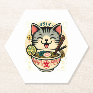 Posavasos De Papel Anime ga Kawaii Cat Noodle japonés