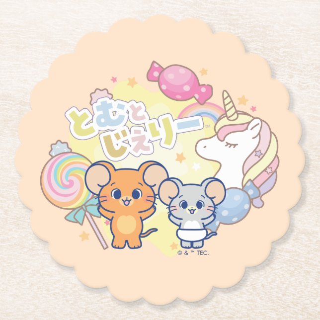 Posavasos De Papel Anime Magical Candyland con Jerry y Tuffy (Anverso)