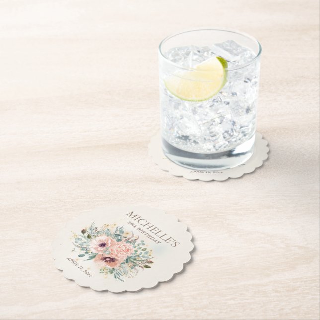 Posavasos De Papel Aniversario de las hojas verdes de salvia floral r (In situ)