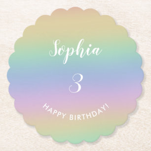 Posavasos De Papel Aniversario del Gradiente Arcoiris Colorido Pastel