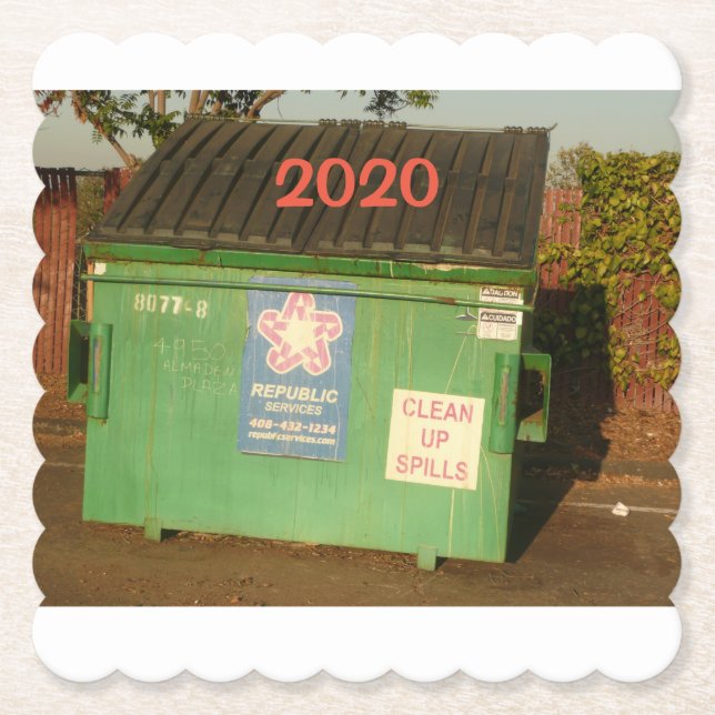 Posavasos De Papel Año de la basura 2020 uno para el basurero (Anverso)