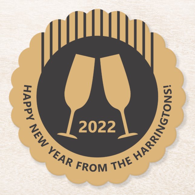 Posavasos De Papel Año personalizado y texto Cámaras de papel de cham (Anverso)