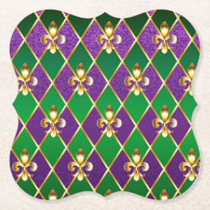 Posavasos De Papel Antecedentes de joyas Mardi Gras