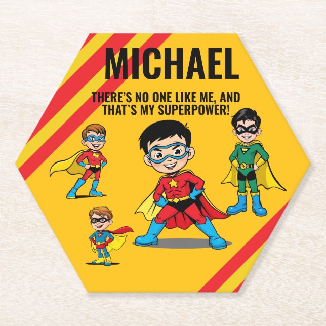 POSAVASOS DE PAPEL ANTI-STRESS KIDS HERO SUPERHERO POWER  (Anverso)
