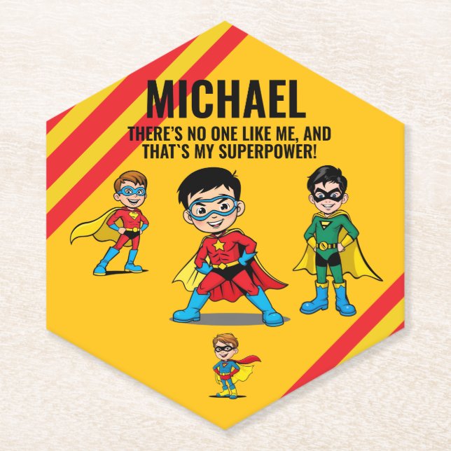 POSAVASOS DE PAPEL ANTI-STRESS KIDS HERO SUPERHERO POWER  (Anverso)