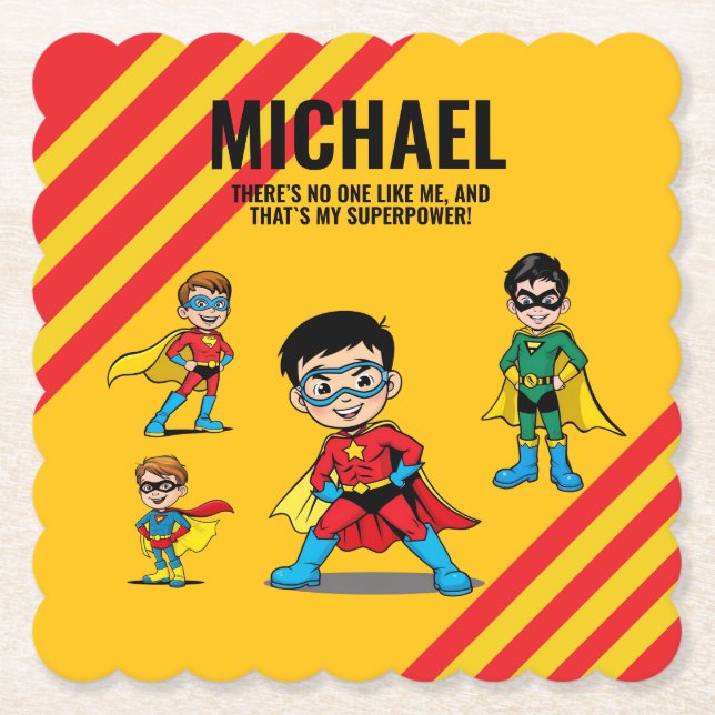 POSAVASOS DE PAPEL ANTI-STRESS KIDS HERO SUPERHERO POWER  (Anverso)