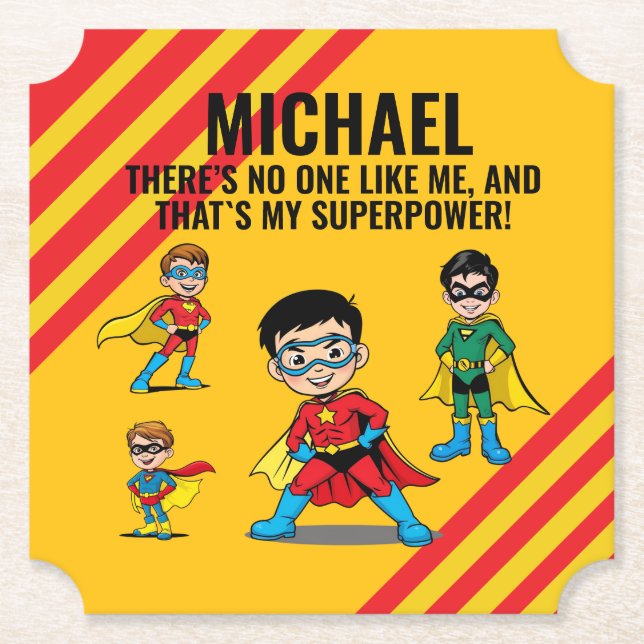POSAVASOS DE PAPEL ANTI-STRESS KIDS HERO SUPERHERO POWER  (Anverso)