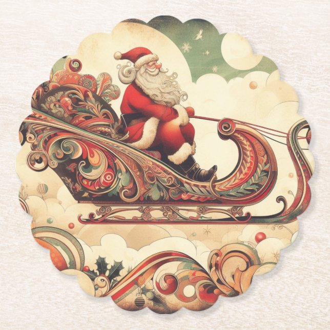 Posavasos De Papel antiguo/fantástico/santa/Navidad (Anverso)