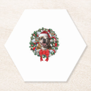Posavasos De Papel Antiguos Navidades de Bulldog ingleses Wreath Deco