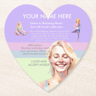 POSAVASOS DE PAPEL ANTISTRESS HEART CALM SIP CALM GIRL YOGA CHAKRA