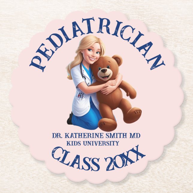 Posavasos De Papel antistress pediatrician teddy bear kids university (Anverso)